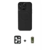 MARSİLYAN™- iPhone 15 Pro Max Kılıf Zirve Işık Serisi - Siyah Joko Magic 5D Hayalet Cam + PVD Metal Kamera Lens - LT