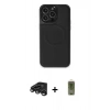 MARSİLYAN™- iPhone 15 Pro Max Kılıf Zirve Işık Serisi - Siyah Joko Magic 5D Hayalet Cam + Titanyum Gri Raze Metal Kamera Lens