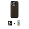 MARSİLYAN™- iPhone 15 Pro Max Kılıf Zirve Işık Serisi - Siyah Polymer Nano Ekran Koruyucu + PVD Metal Kamera Lens - TU
