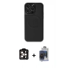 MARSİLYAN™- iPhone 15 Pro Max Kılıf Zirve Işık Serisi - Siyah Vanessa Magic Cam + PVD Metal Kamera Lens - TU
