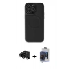 MARSİLYAN™- iPhone 15 Pro Max Kılıf Zirve Işık Serisi - Siyah Vanessa Magic Cam + Raze Metal Kamera Lens - SH