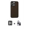 MARSİLYAN™- iPhone 15 Pro Max Kılıf Zirve Işık Serisi - Siyah Vanessa Magic Hayalet Cam + PVD Metal Kamera Lens - SH
