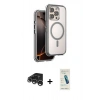 MARSİLYAN™- iPhone 15 Pro Max Kılıf Zirve Klasik Prime - Şeffaf Pasifik Cam Ekran Koruyucu + Raze Metal Kamera Lens - GS