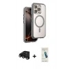 MARSİLYAN™- iPhone 15 Pro Max Kılıf Zirve Klasik Prime - Şeffaf Pasifik Cam Ekran Koruyucu + Raze Metal Kamera Lens - SH