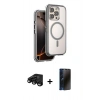 MARSİLYAN™- iPhone 15 Pro Max Kılıf Zirve Klasik Prime - Siyah 3D Antistatik Hayalet Cam Ekran Koruyucu + Raze Metal Kamera Lens - SH