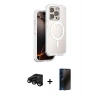 MARSİLYAN™- iPhone 15 Pro Max Kılıf Zirve Klasik Prime - Siyah 3D Antistatik Hayalet Cam Ekran Koruyucu + Raze Metal Kamera Lens - SH