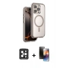 MARSİLYAN™- iPhone 15 Pro Max Kılıf Zirve Klasik Prime - Siyah 3D Antistatik Mat Seramik Nano Ekran Koruyucu + PVD Metal Kamera Lens - SH
