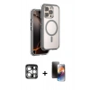 MARSİLYAN™- iPhone 15 Pro Max Kılıf Zirve Klasik Prime - Siyah 3D Antistatik Mat Seramik Nano Ekran Koruyucu + PVD Metal Kamera Lens - GS