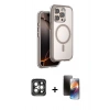 MARSİLYAN™- iPhone 15 Pro Max Kılıf Zirve Klasik Prime - Siyah 3D Antistatik Mat Seramik Nano Ekran Koruyucu + Gri PVD Metal Kamera Lens