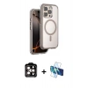 MARSİLYAN™- iPhone 15 Pro Max Kılıf Zirve Klasik Prime - Siyah 3D Antistatik Seramik Nano Ekran Koruyucu + PVD Metal Kamera Lens - TU