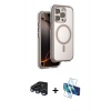 MARSİLYAN™- iPhone 15 Pro Max Kılıf Zirve Klasik Prime - Siyah 3D Antistatik Seramik Nano Ekran Koruyucu + Raze Metal Kamera Lens - LT