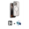 MARSİLYAN™- iPhone 15 Pro Max Kılıf Zirve Klasik Prime - Siyah 3D Antistatik Seramik Nano Ekran Koruyucu + PVD Metal Kamera Lens - GS