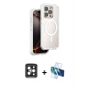 MARSİLYAN™- iPhone 15 Pro Max Kılıf Zirve Klasik Prime - Siyah 3D Antistatik Seramik Nano Ekran Koruyucu + PVD Metal Kamera Lens - SH