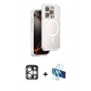 MARSİLYAN™- iPhone 15 Pro Max Kılıf Zirve Klasik Prime - Siyah 3D Antistatik Seramik Nano Ekran Koruyucu + PVD Metal Kamera Lens - GS