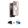 MARSİLYAN™- iPhone 15 Pro Max Kılıf Zirve Klasik Prime - Siyah 3D Antistatik Seramik Nano Ekran Koruyucu + Raze Metal Kamera Lens - TMGI