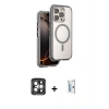 MARSİLYAN™- iPhone 15 Pro Max Kılıf Zirve Klasik Prime - Siyah Bilvis 0.18mm Plus Cam Ekran Koruyucu + PVD Metal Kamera Lens - GI
