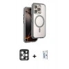 MARSİLYAN™- iPhone 15 Pro Max Kılıf Zirve Klasik Prime - Siyah Bilvis 0.18mm Plus Cam Ekran Koruyucu + PVD Metal Kamera Lens - LT
