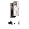 MARSİLYAN™- iPhone 15 Pro Max Kılıf Zirve Klasik Prime - Siyah Bilvis 0.18mm Plus Cam Ekran Koruyucu + Raze Metal Kamera Lens - SH