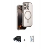 MARSİLYAN™- iPhone 15 Pro Max Kılıf Zirve Klasik Prime - Siyah Bilvis 0.18mm Plus Cam Ekran Koruyucu + Raze Metal Kamera Lens - LT