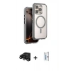 MARSİLYAN™- iPhone 15 Pro Max Kılıf Zirve Klasik Prime - Siyah Bilvis 0.18mm Plus Cam Ekran Koruyucu + Raze Metal Kamera Lens - SH