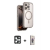 MARSİLYAN™- iPhone 15 Pro Max Kılıf Zirve Klasik Prime - Siyah Bilvis 3D Cam Ekran Koruyucu + PVD Metal Kamera Lens - LT