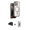 MARSİLYAN™- iPhone 15 Pro Max Kılıf Zirve Klasik Prime - Siyah Bilvis 3D Cam Ekran Koruyucu + Raze Metal Kamera Lens - LT