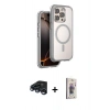 MARSİLYAN™- iPhone 15 Pro Max Kılıf Zirve Klasik Prime - Siyah Bilvis 3D Cam Ekran Koruyucu + Raze Metal Kamera Lens - LT