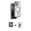 MARSİLYAN™- iPhone 15 Pro Max Kılıf Zirve Klasik Prime - Siyah Bilvis 3D Mat Cam Ekran Koruyucu + PVD Metal Kamera Lens - GI