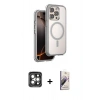 MARSİLYAN™- iPhone 15 Pro Max Kılıf Zirve Klasik Prime - Siyah Bilvis 3D Mat Cam Ekran Koruyucu + PVD Metal Kamera Lens - GI