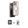 MARSİLYAN™- iPhone 15 Pro Max Kılıf Zirve Klasik Prime - Siyah Bilvis 3D Mat Cam Ekran Koruyucu + PVD Metal Kamera Lens - SH