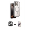 MARSİLYAN™- iPhone 15 Pro Max Kılıf Zirve Klasik Prime - Siyah Bilvis 3D Mat Cam Ekran Koruyucu + PVD Metal Kamera Lens - SH