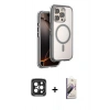 MARSİLYAN™- iPhone 15 Pro Max Kılıf Zirve Klasik Prime - Siyah Bilvis 3D Mat Cam Ekran Koruyucu + PVD Metal Kamera Lens - SH