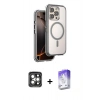 MARSİLYAN™- iPhone 15 Pro Max Kılıf Zirve Klasik Prime - Siyah Bilvis 5in1 3D Magic Cam Ekran Koruyucu + PVD Metal Kamera Lens - GI