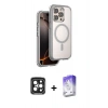 MARSİLYAN™- iPhone 15 Pro Max Kılıf Zirve Klasik Prime - Siyah Bilvis 5in1 3D Magic Cam Ekran Koruyucu + PVD Metal Kamera Lens - SH
