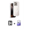 MARSİLYAN™- iPhone 15 Pro Max Kılıf Zirve Klasik Prime - Siyah Bilvis 5in1 5D Magic Hayalet Cam Ekran Koruyucu + PVD Metal Kamera Lens - GS