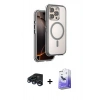 MARSİLYAN™- iPhone 15 Pro Max Kılıf Zirve Klasik Prime - Siyah Bilvis 5in1 5D Magic Hayalet Cam Ekran Koruyucu + Raze Metal Kamera Lens - LT