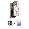 MARSİLYAN™- iPhone 15 Pro Max Kılıf Zirve Klasik Prime - Siyah Bilvis 5in1 5D Magic Hayalet Cam Ekran Koruyucu + PVD Metal Kamera Lens - LT