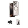 MARSİLYAN™- iPhone 15 Pro Max Kılıf Zirve Klasik Prime - Siyah Bilvis Hayalet Cam Ekran Koruyucu + Raze Metal Kamera Lens - GS