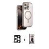 MARSİLYAN™- iPhone 15 Pro Max Kılıf Zirve Klasik Prime - Siyah Bilvis Hayalet Cam Ekran Koruyucu + PVD Metal Kamera Lens - LT