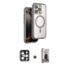 MARSİLYAN™- iPhone 15 Pro Max Kılıf Zirve Klasik Prime - Siyah Bilvis Hayalet Cam Ekran Koruyucu + PVD Metal Kamera Lens - LT