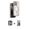 MARSİLYAN™- iPhone 15 Pro Max Kılıf Zirve Klasik Prime - Siyah Bilvis Hayalet Cam Ekran Koruyucu + PVD Metal Kamera Lens - LT