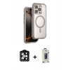 MARSİLYAN™- iPhone 15 Pro Max Kılıf Zirve Klasik Prime - Siyah Bilvis Hayalet Cam Ekran Koruyucu + PVD Metal Kamera Lens - TU