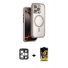 MARSİLYAN™- iPhone 15 Pro Max Kılıf Zirve Klasik Prime - Siyah Buffer Cam Ekran Koruyucu + PVD Metal Kamera Lens - GS
