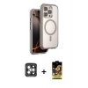 MARSİLYAN™- iPhone 15 Pro Max Kılıf Zirve Klasik Prime - Siyah Buffer Cam Ekran Koruyucu + PVD Metal Kamera Lens - GI