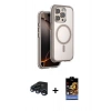 MARSİLYAN™- iPhone 15 Pro Max Kılıf Zirve Klasik Prime - Siyah Buffer Hayalet Cam Ekran Koruyucu + Lacivert Raze Metal Kamera Lens