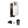 MARSİLYAN™- iPhone 15 Pro Max Kılıf Zirve Klasik Prime - Siyah Buffer Hayalet Cam Ekran Koruyucu + Lacivert Raze Metal Kamera Lens