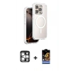 MARSİLYAN™- iPhone 15 Pro Max Kılıf Zirve Klasik Prime - Siyah Buffer Hayalet Cam Ekran Koruyucu + PVD Metal Kamera Lens - GS