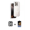 MARSİLYAN™- iPhone 15 Pro Max Kılıf Zirve Klasik Prime - Siyah Buffer Hayalet Cam Ekran Koruyucu + PVD Metal Kamera Lens - LT