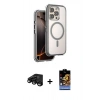 MARSİLYAN™- iPhone 15 Pro Max Kılıf Zirve Klasik Prime - Siyah Buffer Hayalet Cam Ekran Koruyucu + Raze Metal Kamera Lens - SH