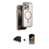 MARSİLYAN™- iPhone 15 Pro Max Kılıf Zirve Klasik Prime - Siyah Buffer Hayalet Cam Ekran Koruyucu + Raze Metal Kamera Lens - SH